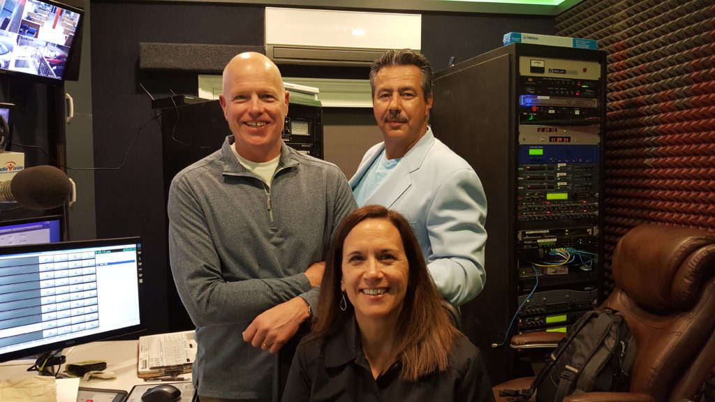 Al Bonilla (right) recently interviewed Doug Cupery, director of church mobilization for Crossroads, and Doug's wife, Hendrina, on a radio show for prisoners.